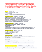 Midterm Exam: NR547/ NR 547 (Latest 2023/ 2024) Differential Diagnosis in Psychiatric-Mental Health 