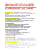 Midterm Exam: NR547/ NR 547 (Latest 2023/ 2024) Differential Diagnosis in Psychiatric-Mental Health 