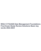 WGU C175/d426 Data Management Foundations  Final Exam Study Review Solutions Basic key  words 2022-2023