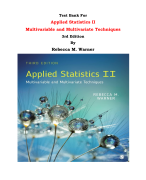 Test Bank For Applied Statistics II  Multivariable and Multivariate Techniques 3rd Edition By Rebecca M. Warner |All Chapters, Complete Q & A, Latest 2024|