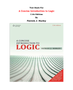 Test Bank For A Concise Introduction to Logic  11th Edition By Patrick J. Hurley |All Chapters, Complete Q & A, Latest 2024|