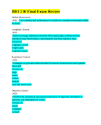 BIO 210 Final Exam Review With 100% Verified Answers 2024