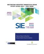 SECURITIES INDUSTRY ESSENTIALS EXAM STUDY GUIDE 2023 + TEST BANK |All Chapters, Complete Q & A, Latest 2024|