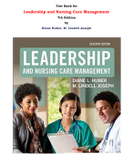 Test Bank for Leadership and Nursing Care Management, 7th Edition By Diane Huber, M. Lindell Joseph |All Chapters, Complete Q & A, Latest 2024|