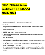 NHA Phlebotomy  certification EXAM  2023/2024