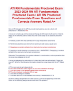 ATI RN Fundamentals Proctored NR 324 Exams 2023 QUESTIONS AND  CORRECT ANSWERS