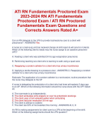 ATI RN Fundamentals Proctored Exam 2023-2024 RN ATI Fundamentals  Proctored Exam / ATI RN Proctored  Fundamentals Exam Questions and  Corrects Answers Rated A+