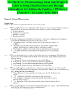 Test Bank For Pharmacology Clear and Simple A  Guide to Drug Classifications and Dosage  Calculations 4th Edition By Cynthia J. Watkins |  Chapter 1 – 20-Latest-2023-2024