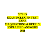 NCLEX EXAM NCLEX-PN TEST  BANK 725 QUESTIONS & DEEPLY  EXPLAINED ANSWERS 2024 Updated!!