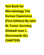 Test Bank for  Microbiology The  Human Experience  (First Edition) By John  W. Foster Zarrintaj  Aliabadi Joan L.  Slonczewski ALL  CHAPTERS