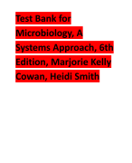 Test Bank for  Microbiology A  Systems Approach 6th  Edition | Marjorie Kelly  Cowan | Heidi Smith All Chapters Included 2024