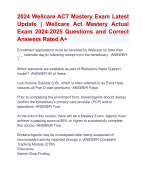 2024 Wellcare ACT Mastery Exam Latest  Update | Wellcare Act Mastery Actual  Exam 2024-2025 Questions and Correct  Answers Rated A+ | Verified 2024 Wellcare ACT Mastery Exam LatestUpdate  Quiz with Accurate Solutions Aranking Allpass'