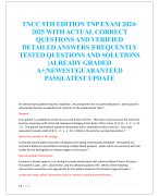 TNCC 9TH EDITION TNP EXAM 2024- 2025 WITH ACTUAL CORRECT  QUESTIONS AND VERIFIED  DETAILED ANSWERS |FREQUENTLY  TESTED QUESTIONS AND SOLUTIONS  |ALREADY GRADED  A+|NEWEST|GUARANTEED  PASS|LATEST UPDATE