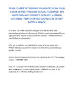 PENN FOSTER VETERINARY PHARMACOLOGY FINAL EXAM NEWEST VERSION ACTUAL TESTBANK  450 QUESTION AND CORRECT DETAILED VERIFIED ANSWERS FROM VERIFIED SOURCES BY EXPERT RATED A GRADE.