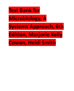 TEST BANK FOR MICROBIOLOGY, A SYSTEMS APPROACH, 6TH EDITION, MARJORIE KELLY COWAN, HEIDI SMITH