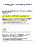 ATI RN Mental Health 2019/Mental Health ATI 160 Questions and  100% Correct Answers and Explanations.