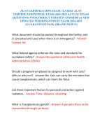 ALAT CERTIFICATION EXAM /LATEST ALAT CERTIFICATION FINAL EXAM 2024-2025 ACTUAL EXAM QUESTIONS AND CORRECT VERIFIED ANSWERS (A NEW UPDATED VERSION) NEWEST EXAM 2024-2025 |GUARANTEED PASS. (BRAND NEW!!!)