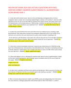 HESI RN EXIT EXAM 2024-2025 ACTUALS QUESTIONS WITH WELL  VERIFIED CORRECT ANSWERS ALREDY GRADED A+ GUARANTEENED  SCORE BRAND NEW !!