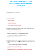 NUR 2356 EXAM 1 LATEST 2023 /MULTIDIMENSIONAL CARE Exam 1 RASMUSSEN