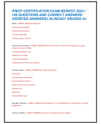 IFMCP CERTIFICATION EXAM NEWEST 2024 /  180 QUESTIONS AND CORRECT ANSWERS  (VERIFIED ANSWERS) |ALREADY GRADED A+