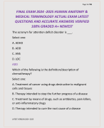 HUMAN ANATOMY AND PHYSIOLOGY ATI LATEST EXAMS 2024 -2025 Q & A 