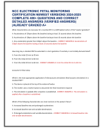 NCC ELECTRONIC FETAL MONITORING  CERTIFICATION NEWEST VERSIONS 2024-2025 COMPLETE 400+ QUESTIONS AND CORRECT  DETAILED ANSWERS (VERIFIED ANSWERS)  |ALREADY GRADED A+