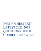INET RN   HESI EXIT  LATEST  2022-2023 QUESTIONS  WITH CORRECT ANSWERS 