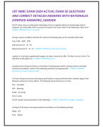 CRT NBRC EXAM 2024 ACTUAL EXAM 50 QUESTIONS  AND CORRECT DETAILED ANSWERS WITH RATIONALES  (VERIFIED ANSWERS) |AGRADE