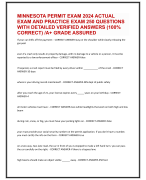 MINNESOTA PERMIT EXAM 2024 ACTUAL  EXAM AND PRACTICE EXAM 250 QUESTIONS  WITH DETAILED VERIFIED ANSWERS (100%  CORRECT) /A+ GRADE ASSURED