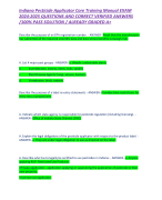 Indiana Pesticide Applicator Core Training Manual EXAM 2024-2025 QUESTIONS AND CORRECT VERIFIED ANSWERS /100% PASS SOLUTION / ALREADY GRADED A+