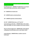 SLCC Pathophysiology final exam latest for 2024 with correct  questions and answers