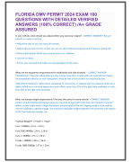 FLORIDA DMV PERMIT 2024 EXAM 100  QUESTIONS WITH DETAILED VERIFIED  ANSWERS (100% CORRECT) /A+ GRADE  ASSURED