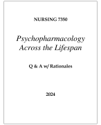 NURSING 7350 Psychopharmacology  Across the Lifespan Q & A w/ Rationales 2024