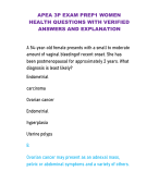 APEA 3P EXAM PREP1 WOMEN HEALTH QUESTIONS WITH VERIFIED ANSWERS AND EXPLANATION