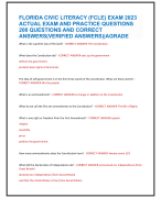 FLORIDA CIVIC LITERACY (FCLE) EXAM 2023  ACTUAL EXAM AND PRACTICE QUESTIONS  200 QUESTIONS AND CORRECT  ANSWERS(VERIFIED ANSWERS)|AGRADE