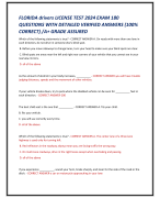 FLORIDA drivers LICENSE TEST 2024 EXAM 180  QUESTIONS WITH DETAILED VERIFIED ANSWERS (100%  CORRECT) /A+ GRADE ASSURED