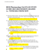 HESI Pharmacology Exit EXAM STUDY  GUIDE 2023-2024 SESSION GRADED  A+ WITH SOLUTIONS NEW