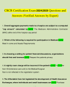 CRCR Certification Exam 2024|2025 Questions and  Answers (Verified Answers by Expert)
