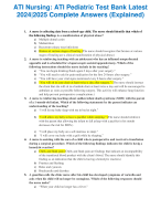 ATI Nursing: ATI Pediatric Test Bank Latest  2024|2025 Complete Answers (Explained)