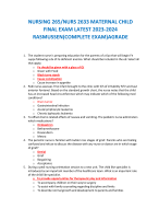 NURSING 265/NURS 2633 MATERNAL CHILD FINAL EXAM LATEST 2023-2024 RASMUSSEN(COMPLETE EXAM)AGRADE