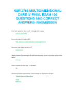 NUR 2755 MULTIDIMENSIONAL CARE IV FINAL EXAM 100 QUESTIONS AND CORRECT ANSWERS- RASMUSSEN