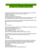 Health Insurance Florida 2-40 Practice  Exam Questions And Answers  2024
