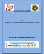NNAAP CNA Certification Exam 2024 Questions and Correct  Answers