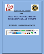 NR222- HEALTH & WELLNESS TEST  BANK QUESTIONS AND ANSWERS