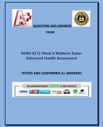 NURS 6512 Week 6 Midterm Exam:  Advanced Health Assessment