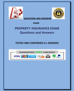 PROPERTY INSURANCE EXAM  Questions and Answers