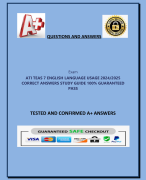 ATI TEAS 7 ENGLISH LANGUAGE USAGE 2024/2025  CORRECT ANSWERS STUDY GUIDE