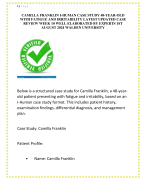 CAMILLA FRANKLIN I-HUMAN CASE STUDY 48-YEAR-OLD  WITH FATIGUE AND IRRITABILITY LATEST UPDATED CASE  REVIEW WEEK 10 WELL ELABORATED BY EXPERTS 1ST  AUGUST 2024 WALDEN UNIVERSITY 