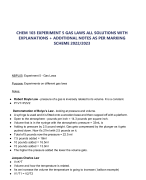 CHEM 103 EXPERIMENT 5 GAS LAWS ALL SOLUTIONS WITH EXPLANATIONS + ADDITIONAL NOTES AS PER MARKING  SCHEME 2022/2023