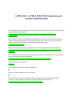 LETRS UNIT 1-4 PRE & POST TEST | Questions and  Answers UPDATED 2022